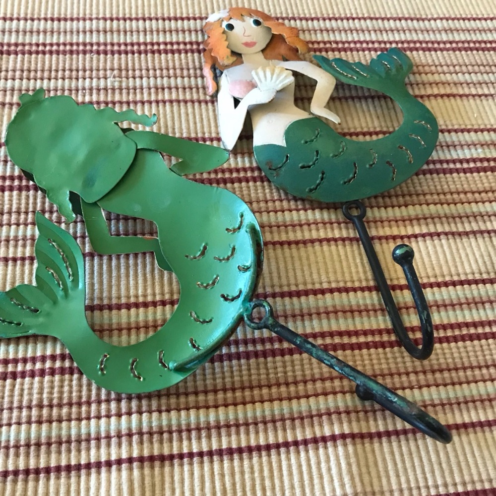 Hand made & painted,art mermaid wall Decor hooks